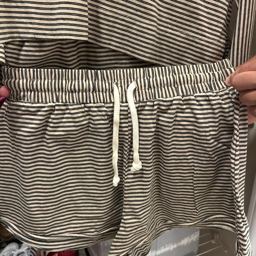 Free People Striped Pajama Set - Brown and Cream - Picture 3 of 3